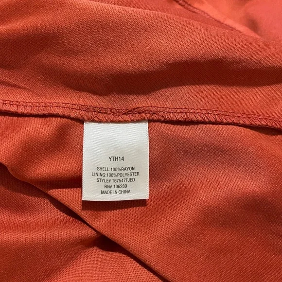 ☔️ Blue Rain Halter Dress~Juniors’ Sz 14~Red/Orange w/ Navy & White Boho Design - Picture 8 of 10